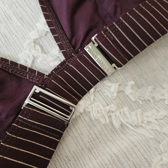Zimmermann Maroon And Gold Pin Striped Bikini Top Size 1 (US 4-6) - Picture 8 of 8